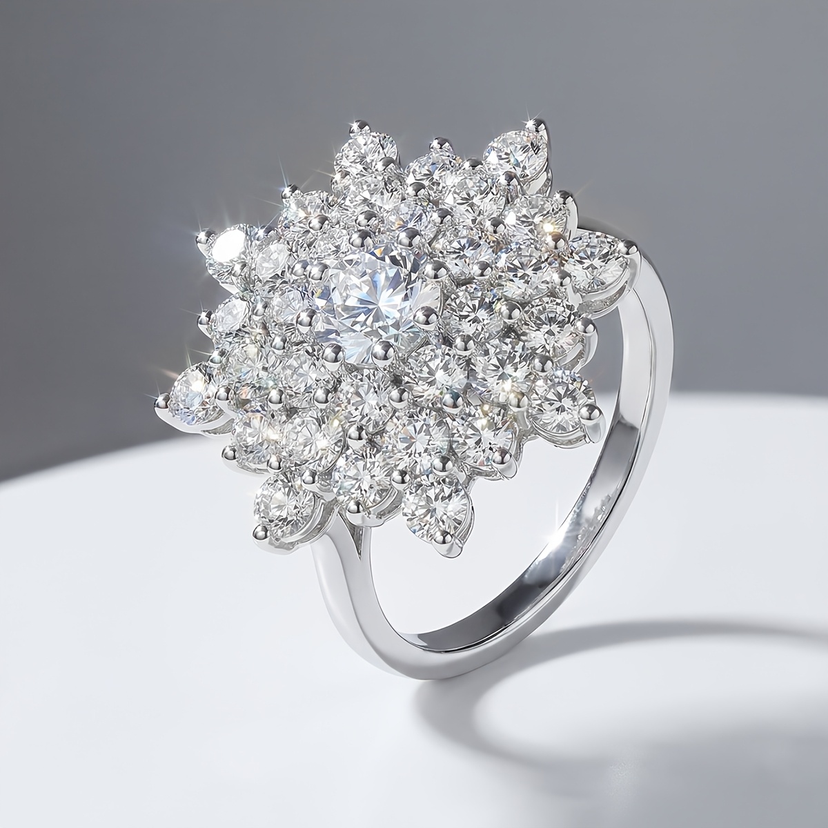 Women's Luxury Snowflake Sparkling Promise Engagement Ring
